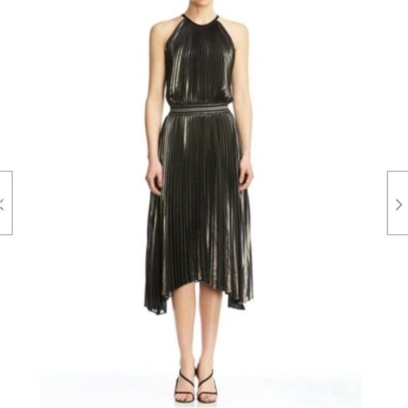 Bailey 44 | NWT Madison gunmetal Gray Metallic Pleated Swing Sleeveless Dress 2 - Picture 4 of 11